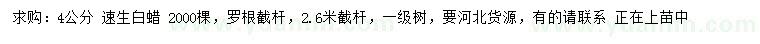 求購4公分速生白蠟
