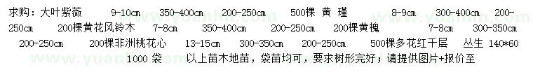求購大葉紫薇、黃槿、黃花風(fēng)鈴木等