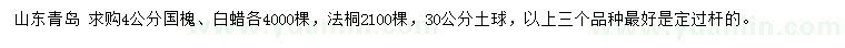 求購國槐、白蠟、法桐