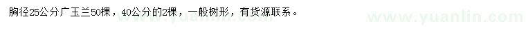 求購(gòu)胸徑25、40公分廣玉蘭