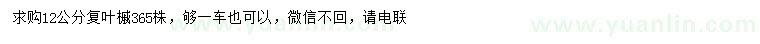 求購(gòu)12公分復(fù)葉槭