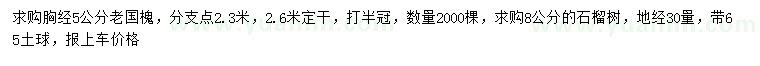 求購(gòu)胸徑5公分老國(guó)槐、地徑30量8公分石榴樹(shù)