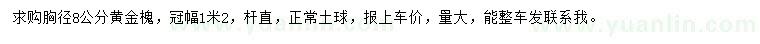 求購胸徑8公分黃金槐