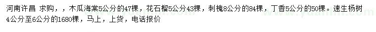 求購(gòu)木瓜海棠、花石榴、刺槐等