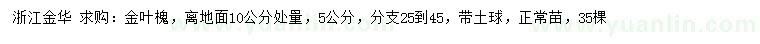 求購(gòu)離地面10公分處量5公分金葉槐