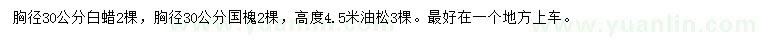 求購白蠟、國槐、油松