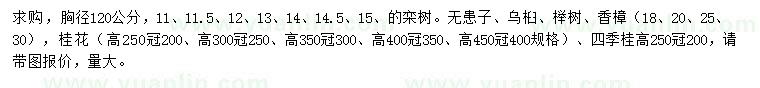 求購欒樹、無患子、烏桕等