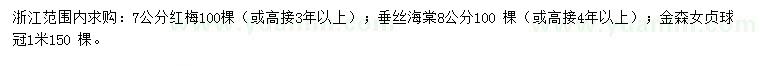 求購(gòu)紅梅、垂絲海棠、金森女貞球