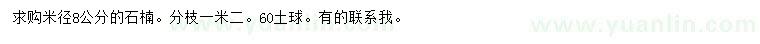 求購(gòu)米徑8公分石楠
