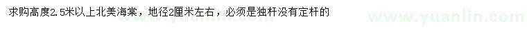 求購高2.5米以上北美海棠