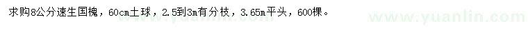 求購8公分速生國槐