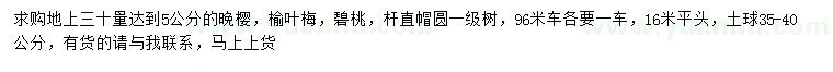 求購晚櫻、榆葉梅、碧桃