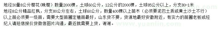 求購30量8公分櫻花、紅楓