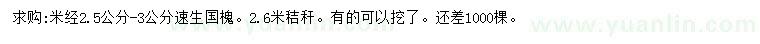 求購(gòu)米徑2.5-3公分速生國(guó)槐