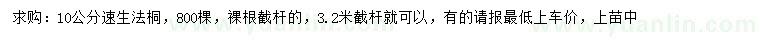 求購10公分速生法桐