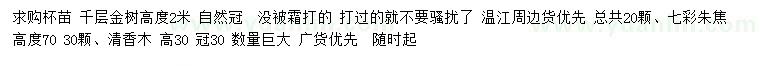 求購千層金樹、七彩朱焦、清香木