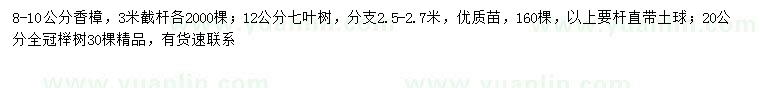 求購香樟、七葉樹、櫸樹