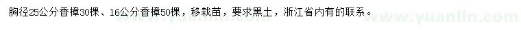 求購胸徑16、25公分香樟