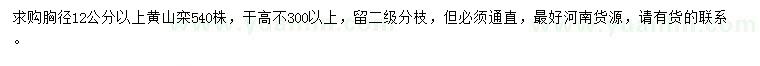 求購胸徑12公分以上黃山欒