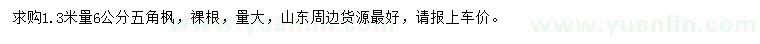 求購1.3米量6公分五角楓