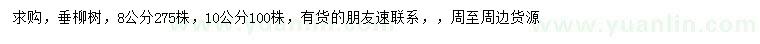 求購8、10公分垂柳樹