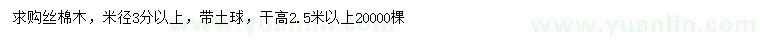 求購(gòu)米徑3分以上絲棉木