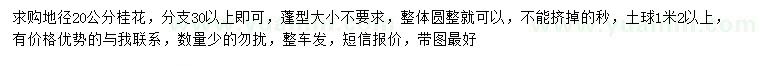求購地徑20公分桂花