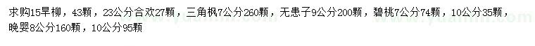 求購旱柳、合歡、三角楓等