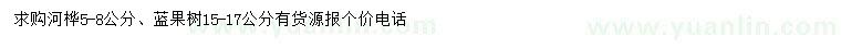 求購(gòu)5-8公分河樺、15-17公分藍(lán)果樹