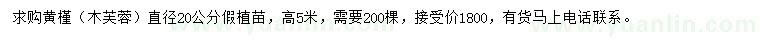 求購直徑20公分黃槿（木芙蓉）假植苗