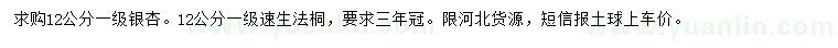 求購12公分銀杏、速生法桐