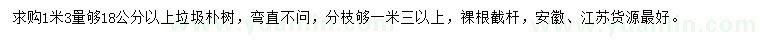 求購(gòu)1.3米量夠18公分以上垃圾樸樹(shù)