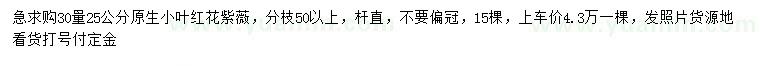求購30量25公分小葉紅花紫薇