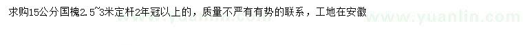 求購(gòu)15公分國(guó)槐
