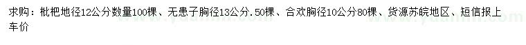 求購枇杷、無患 子、合歡