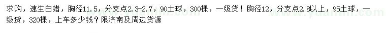 求購胸徑11.5、12公分速生白蠟