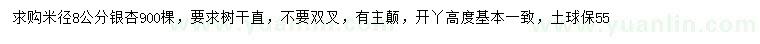 求購(gòu)米徑8公分銀杏