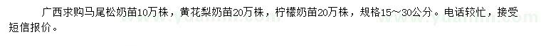 求購(gòu)馬尾松奶苗、黃花梨奶苗、檸檬奶苗