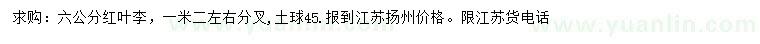 求購(gòu)6公分紅葉李