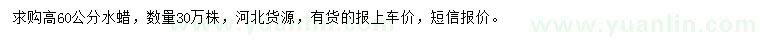 求購(gòu)高60公分水蠟