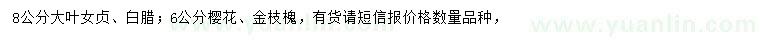 求購大葉女貞、白臘、櫻花等
