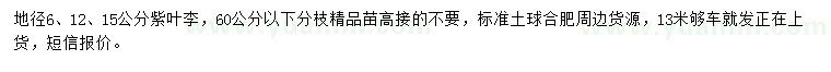 求購地徑6、12、15公分紫葉李