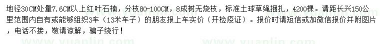 求購30量7.6公分以上紅葉石楠