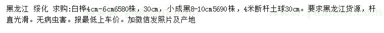 求購4-6公分白樺、8-10公分小成黑