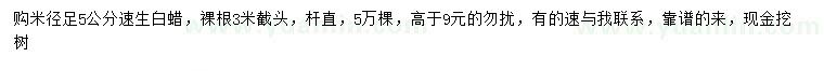 求購米徑5公分速生白蠟
