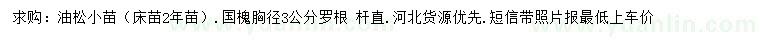 求購油松小苗、胸徑3公分國槐