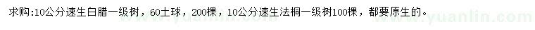 求購(gòu)10公分速生白蠟、速生法桐