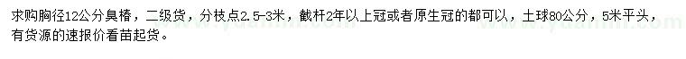 求購胸徑12公分臭椿