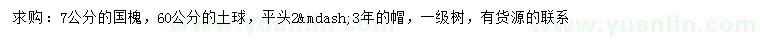 求購7公分國槐