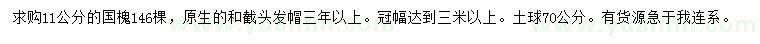 求購11公分國槐